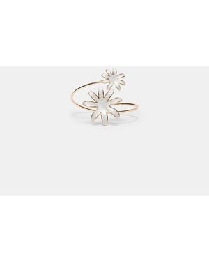 Stradivarius Double Flower Enamel Bracelet - White