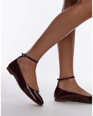 Mango Ankle Tie Ballet Pump - Brown