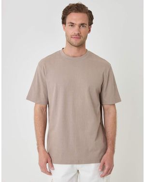 Threadbare Textured Crew Neck T-Shirt - Brown