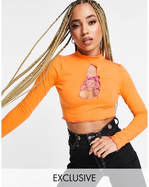 AsYou – oberteil mit kurzem schnitt, schnürung und ziernaht - Orange