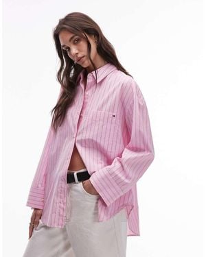 Tommy Hilfiger Oversized Fit Adjustable Cuffs Poplin Shirt - Pink