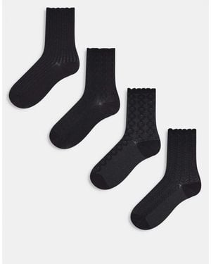 Lindex 4 Pack Structured Socks - Black