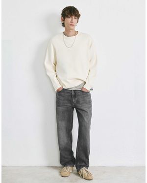Pull&Bear Jean baggy charbon - Blanc