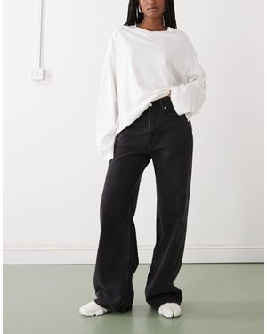 Weekday Missy - jean baggy à taille basse - délavé - Blanc