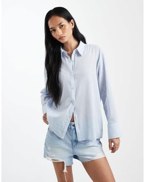 Cotton On Haven Cotton Textured Dad Shirt - Blue