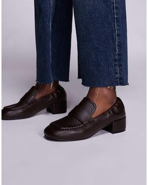 Public Desire Kelsy Block Heel Loafers - Blue