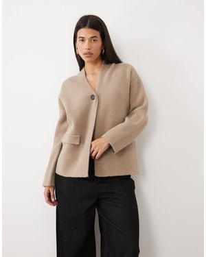 Pretty Lavish Knit Wrap Pocket Detail Cardigan - Natural