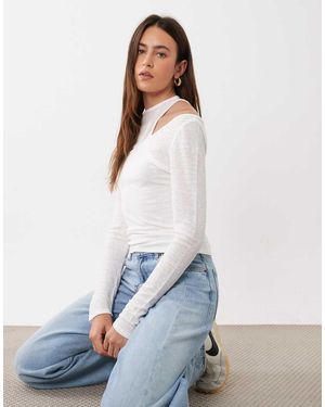 ASOS Dubbellaagse Doorschijnende Top Met Lange Mouwen - Wit
