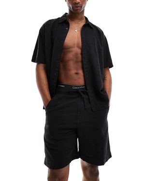 Bershka Linen Look Shorts - Black