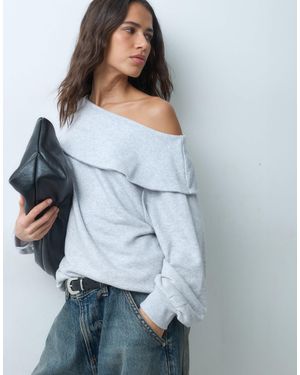 ASOS Sweatshirt mit umschlag und überschnittenen schultern - Blau