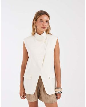 ASOS Wrap Front Sleeveless Blazer - White