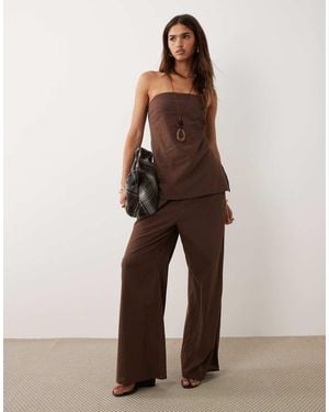 BRONZE SNAKE Nora Cotton Bandeau And Trouser Set - Brown