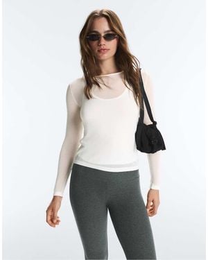 Oysho Double Sheer Long-Sleeved T-Shirt - White