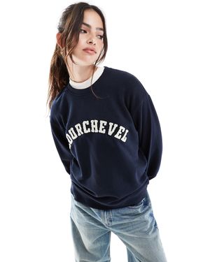 Threadbare Ski Sweatshirt With Courchevel Boucle Print - Blue