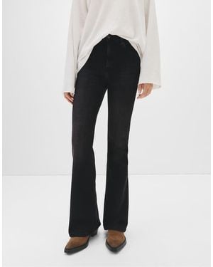 Pull&Bear High-Rise Flared Jeans - Black