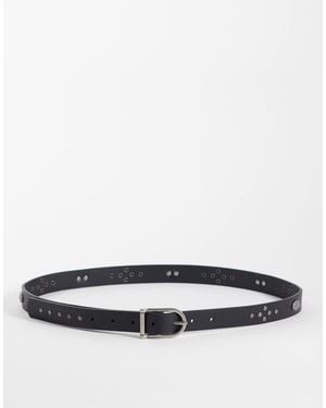 ASOS Studded Faux Leather Belt - White