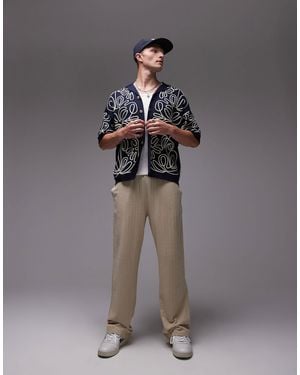 TOPMAN Straight Fit Seersucker Trackies - Grey