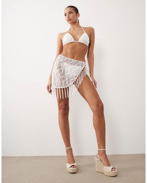 South Beach Glitter Lace Sarong - White