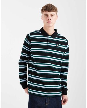 Santa Cruz Cera Stripe Button Up Long Sleeve Polo - Blue