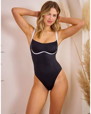 Wolf & Whistle X Maia Andrews Contrast Trim Swimsuit - Blue