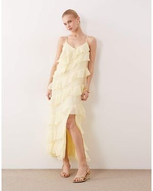 Vila Vestido Largo De Tirantes Con Volantes Y Abertura En La Pernera De - Neutro