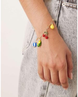 ASOS Bracciale A Catenina Paperclip Con Charm A Forma Di Frutti E Verdure - Metallizzato