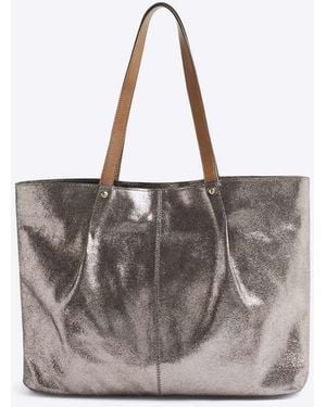 River Island Leather Metallic Shopper Bag - Grey
