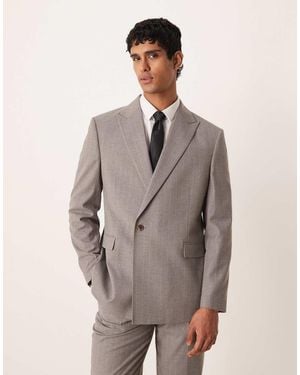 ASOS Double Breasted Wrap Regular Suit Jacket - Grey