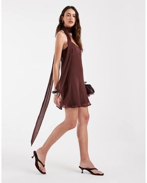 ASOS Cami Mini Jurk Met Sjaal - Bruin