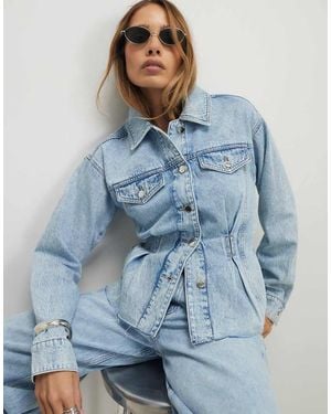River Island Waisted Denim Jacket - Blue