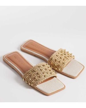 ASOS Frida Flat Sandals With Coloured Beads-neutral - White