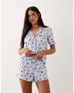 Abercrombie & Fitch – pyjama-shorts aus satin - Weiß