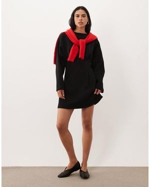 ASOS Langärmliges minikleid mit taillierter taille - Rot