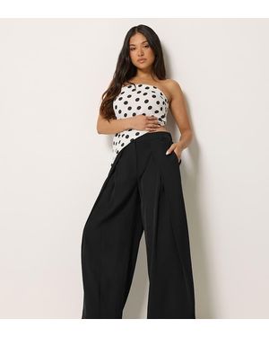 PixieGirl Petite Pleated Wide Leg Trousers - Black