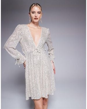 Jaded Rose Tall – farbenes minikleid mit pailletten - Grau