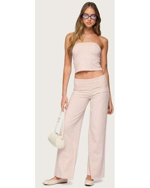 Edikted Lilah Striped Fold Over Trousers - Pink