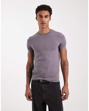 ASOS Camiseta Gris Básica Ajustada Essentials De - Morado