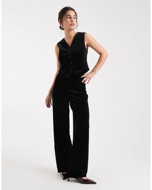 Vero Moda Seam Front Tailored Velvet Trousers - Blue