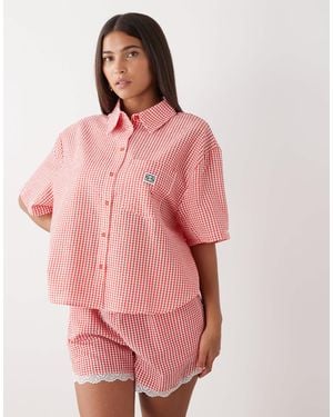 Noisy May Seersucker Boxy Shirt Co-ord - Pink