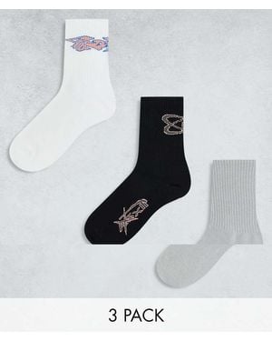 Weekday Sports Socks 3-Pack With Gaming Graphics - White