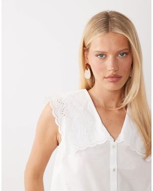 Nobody's Child Bonnie Oversized Collar Cotton Eyelet Blouse - White