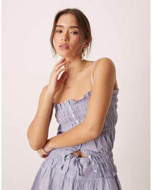 esmé studios Esmee Exclusive Tiered Beach Crop Top With Trim Detail - Blue