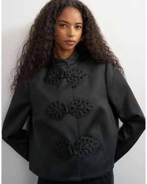 TOPSHOP Satin Drummer Boy Jacket - Black