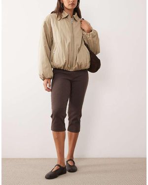 Miss Selfridge Super Soft Rib Capri Trouser - Natural