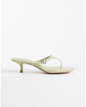 Mango 100% Suede Buckle Detail Heeled Sandal - White