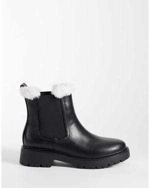 London Rebel Noa bottines chelsea chunky doublées teddy es - Noir