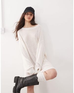 Weekday Dilaria Oversized Slouchy Open Knit Jumper - Natural