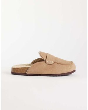 SEQWL Soda Faux Fur Lined Slip On Loafer Mules - Natural