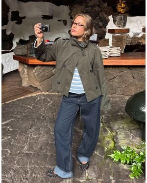 Bershka Jean baggy à revers - bleu - Gris