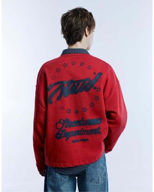 Pull&Bear Stwd Graphic Sweatshirt - Red